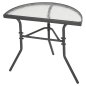 Preview: Halbrunder Tisch LIMA Metallic-Grau mit Glasplatte 70 x 40 x 64,5 cm.
