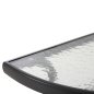 Preview: Halbrunder Tisch LIMA Metallic-Grau mit Glasplatte 70 x 40 x 64,5 cm.