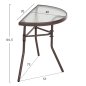 Preview: Halbrunder Tisch LIMA Metallic-BRAUN mit Glasplatte 70 x 40 x 64,5 cm.
