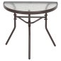 Preview: Halbrunder Tisch LIMA Metallic-BRAUN mit Glasplatte 70 x 40 x 64,5 cm.