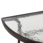Preview: Halbrunder Tisch LIMA Metallic-BRAUN mit Glasplatte 70 x 40 x 64,5 cm.