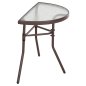 Preview: Halbrunder Tisch LIMA Metallic-BRAUN mit Glasplatte 70 x 40 x 64,5 cm.