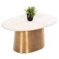 Preview: COUCHTISCH FODEN TISCHPLATTE AUS KÖRNERWEISSEM MARMOR UND METALL IN GOLD, 90 x 60 x 41 H cm