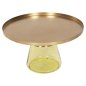 Preview: COUCHTISCH SCAL, GRÜNES GLAS, METALLPLATTE IN GOLD, Φ76x43,5Hcm