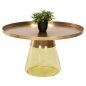 Preview: COUCHTISCH SCAL, GRÜNES GLAS, METALLPLATTE IN GOLD, Φ76x43,5Hcm