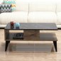 Preview: Couchtisch mit Ablage in Nussbaum und Marmor 90x54x39,5 cm.