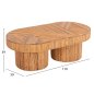 Preview: COUCHTISCH MIT OVALE PLATTE RATTAN IN NATURFARBE, 110 x 59 x 39 cm