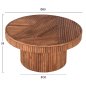 Preview: COUCHTISCH RUND MASSIVES AKAZIENHOLZ IN NATÜRLICHER FARBE Φ80x38Hcm