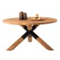 Preview: RUNDER ESSTISCH AUS TEAKHOLZ MIT KREUZBEIN DESIGN UND METALLBEINEN Φ150x78cm