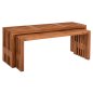 Preview: COUCHTISCHE 2-TEILIGES SET MASSIVES TEAKHOLZ IN NATURAL 110x30x46Hcm