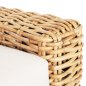 Preview: OUTDOOR-SOFA 3-SITZER MANGOHOLZ IN NATURFARBE-WEIßE KISSEN 216x88x70-85Hcm