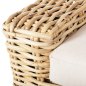 Preview: OUTDOOR-SOFA 2-SITZER MANGOHOLZ IN NATURFARBE-WEIßE KISSEN 192x88x70-85