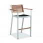 Preview: Outdoor Bar Set "York" 7-teilig aus weißem Aluminiumgestell und Teakholz