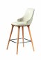 Preview: Barhocker "Mobi" aus weißem Kunstleder und Holzgestell