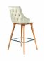 Preview: Barhocker "Mobi" aus weißem Kunstleder und Holzgestell