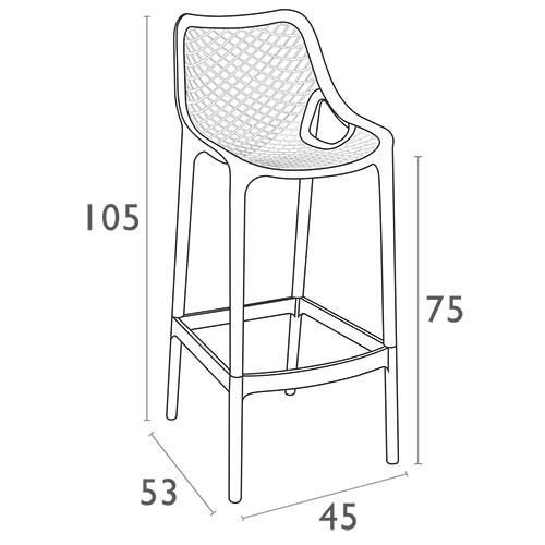 Barhocker "Air" aus Polypropylen in schwarz