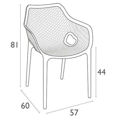 Sessel "Air" aus Polypropylen in dunkelgrau