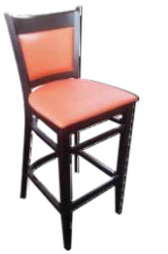 Barhocker aus buche mit orange-roter polsterung