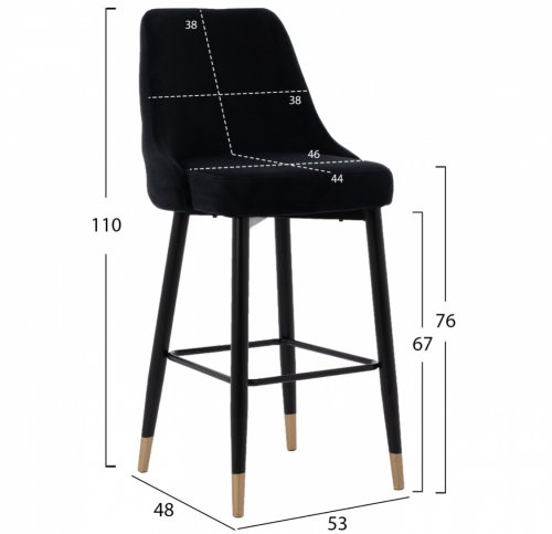Serenity bar stool made of black velvet