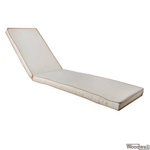 10 cm ecru cushion with zipper - brown rail on the circumference and water-repellent fabric