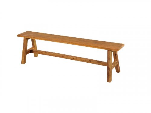 Solid handcrafted wooden bench made from recycled natural shade