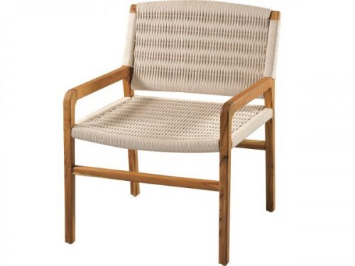 Sessel mit Teakholzarm und Baumwollschnur