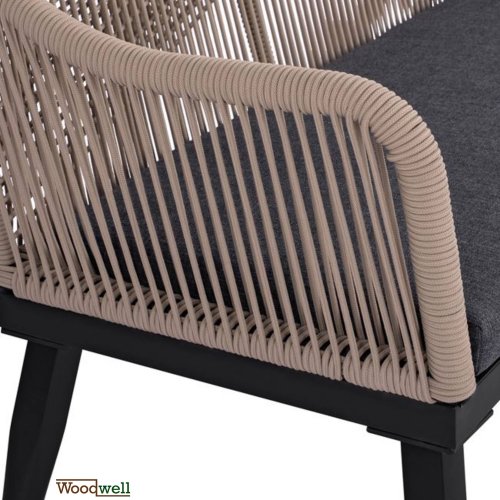2 Seater Outdoor Sofa Bamboo Look with Rope Beige