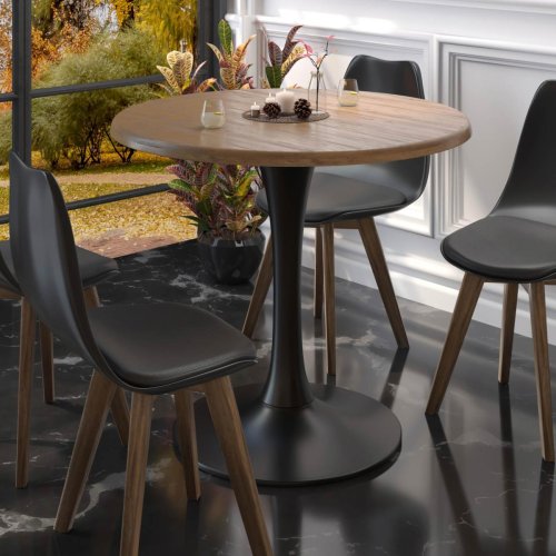 LEONARDO | Bistro Tischgestell | Schwarz | Fuß: Ø 50 cm | Säule: 10 x 73,5 cm