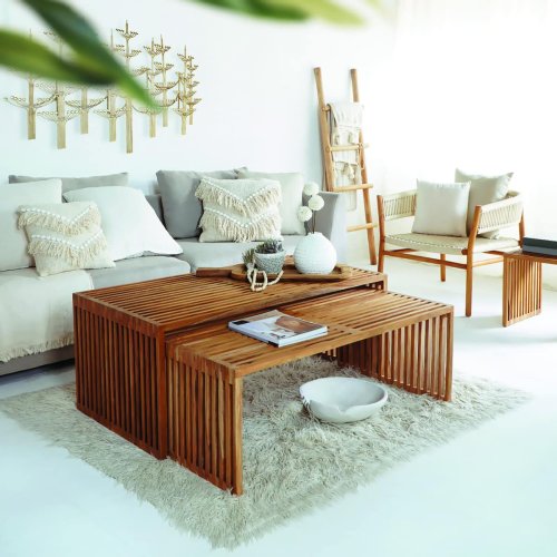 Teak-Beistelltische 116X60X46H & 110X60X40H