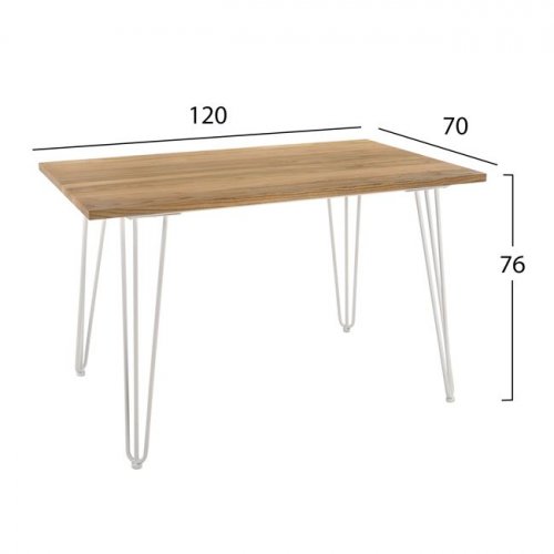 Wohnling Esstisch  NATURHOLZ 120x70x76cm | In Weiß