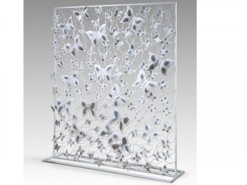 Metal partition with butterflies