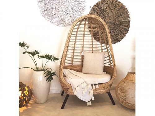 handgefertigter Sessel (2-Sitzer)aus natürlichem Rattan