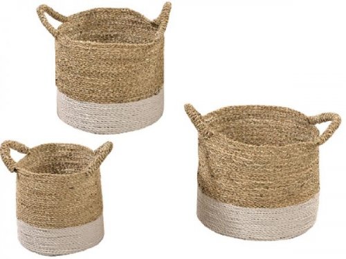 Korb (3-er Set) aus naturgeflochtenem Seegras