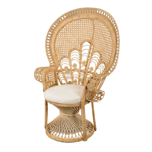 PEACOCK-Sessel aus natürlichem RATTAN mit Kissen 112X65×148H