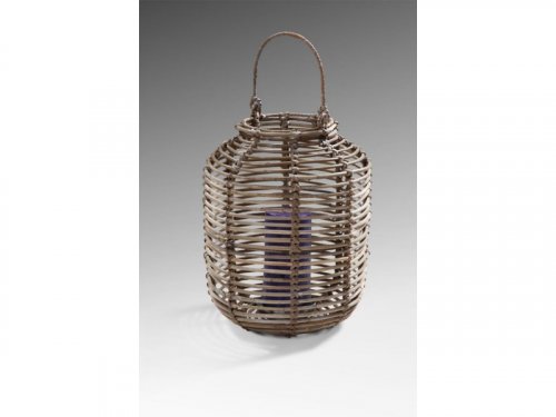 Handgefertigte Laterne aus natürlichem Rattan mit Sockel