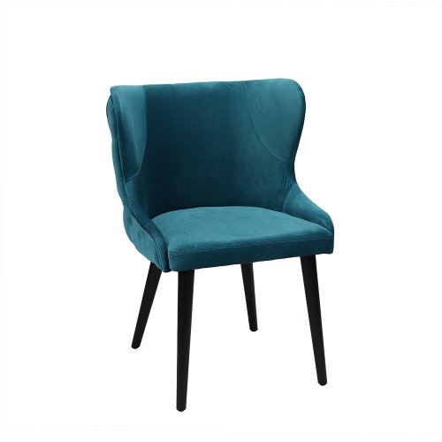 Chair "Selen" in blue velvet and wooden legs