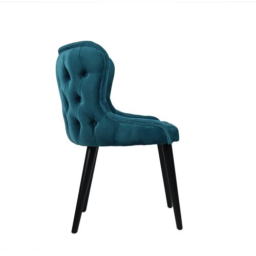 Chair "Selen" in blue velvet and wooden legs