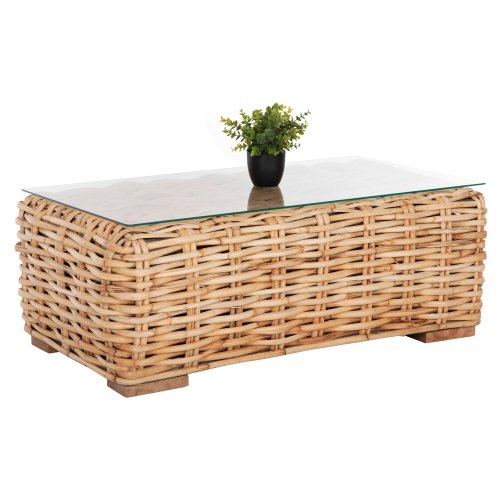 OUTDOOR-COUCHTISCH MANGOHOLZ-SICHERHEITSGLAS 110x60x40Hcm