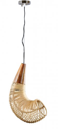 Hängelampe "Cocoon" handgefertigt aus natürlichem Rattan Φ.0,19cm