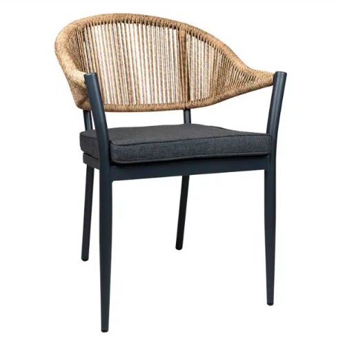 "Lion" aluminum armchair in wicker design