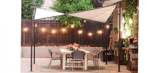 Terrace covering "Festa" 4m x 4m in black made of aluminum and polyester