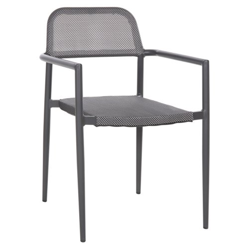 ALUMINIUMSESSEL GRAU GESTELL & GRAU TEXTILENE 53x51x80cm