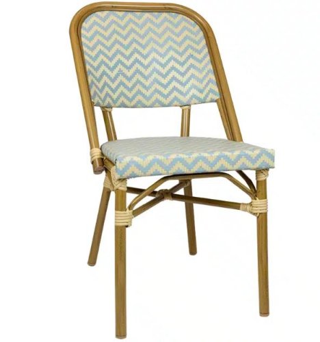 "Marceille" Aluminiumstuhl im Bambus Look Blau-Beige