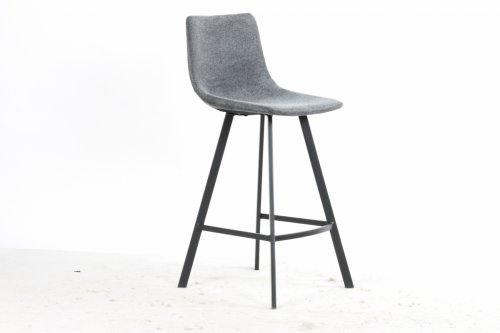 Bar stool "8307" in gray velvet with metal legs