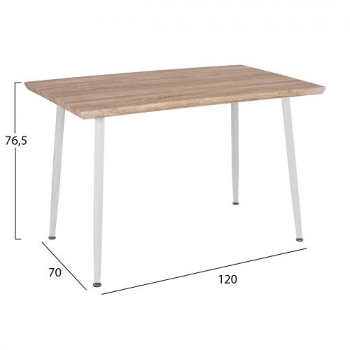 ΤΡΑΠΕΖΙ ΤΡΑΠΕΖΑΡΙΑΣ PALOMA 120X70 SONAMA ΜΕ ΛΕΥΚΑ ΠΟΔΙΑ WW8334.02