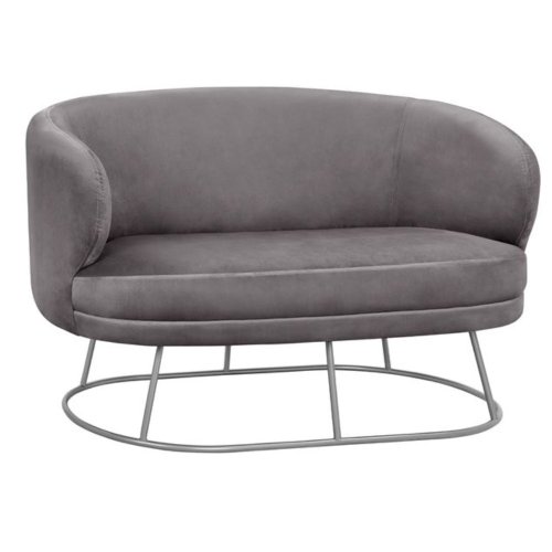 ARIEN Zweisitzer-Sofa in Grauton mit silberner Metallbasis.