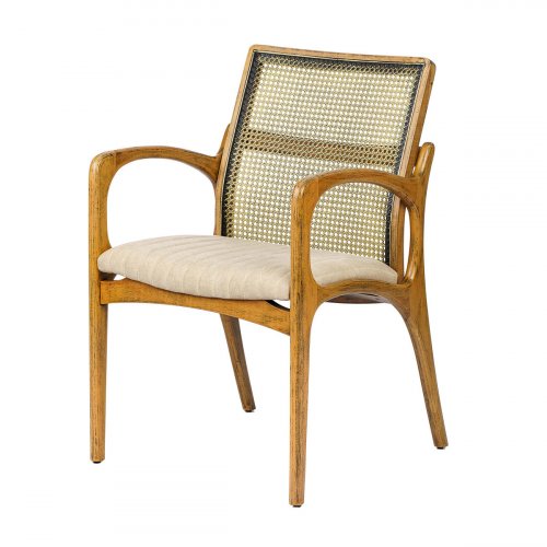 Sessel "Armony" aus Holz und Rattanrücken