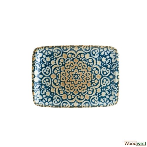 Alhambra rechteckige Platte weiß und blau mit Blumendesign 12 Set 26cm- 23x16cm