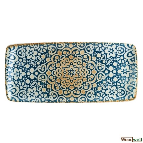 Alhambra rechteckige Platte weiß und blau mit Blumendesign 12 Set  35cm- 34x16cm