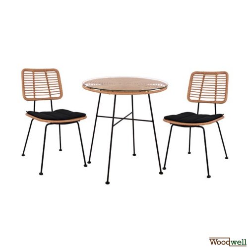 Allegra Set Wicker in Farbe beige und schwarz.